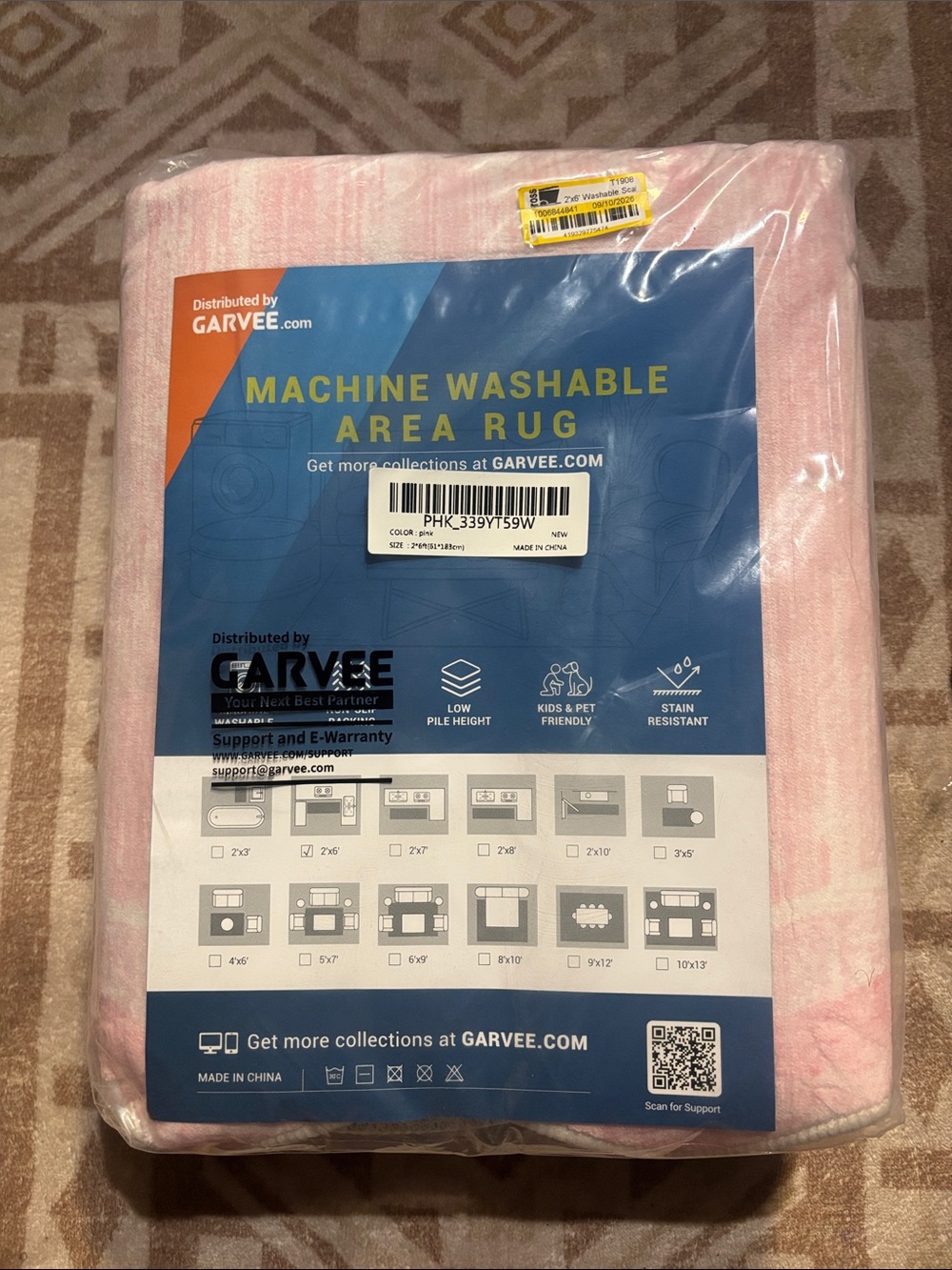 Garvee Machine Washable Pink Area Rug NEVER OPENED